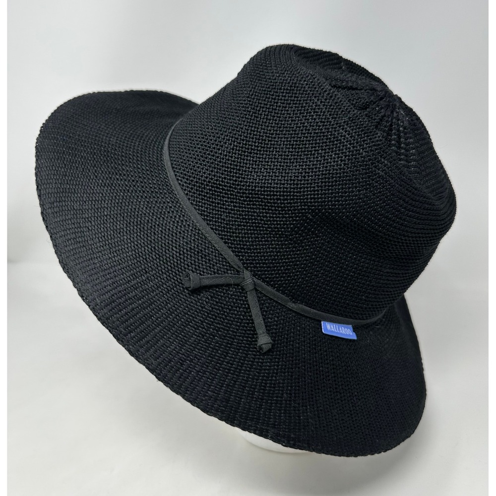 Wallaroo Hat Company Victoria Fedora Black Sun Hat Wide Brim Adjustable Packable